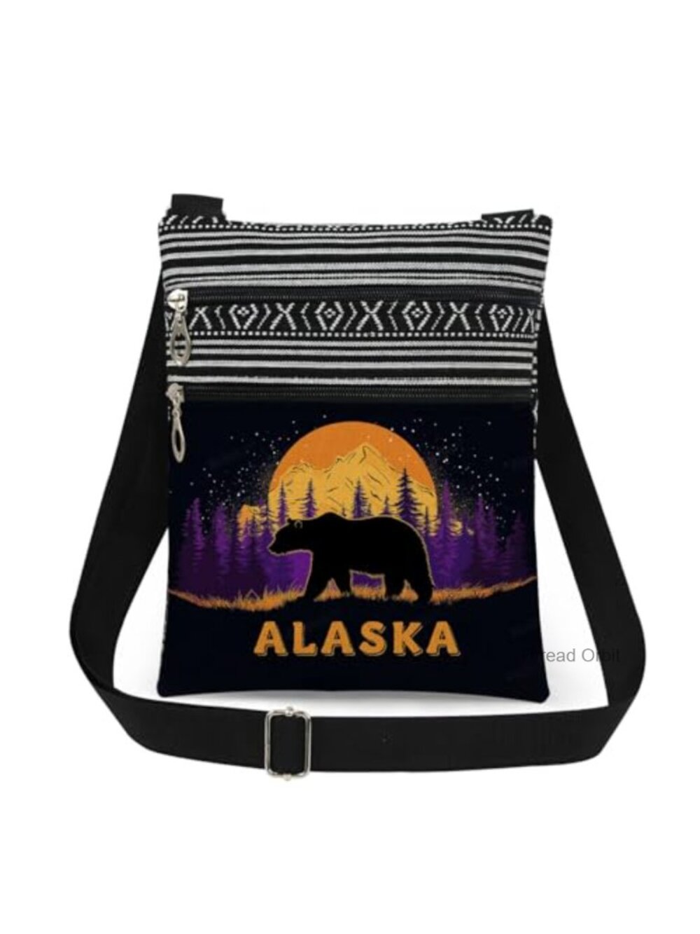 Alaska Bear Print Crossbody Bag Polyester Messenger Sling Purse